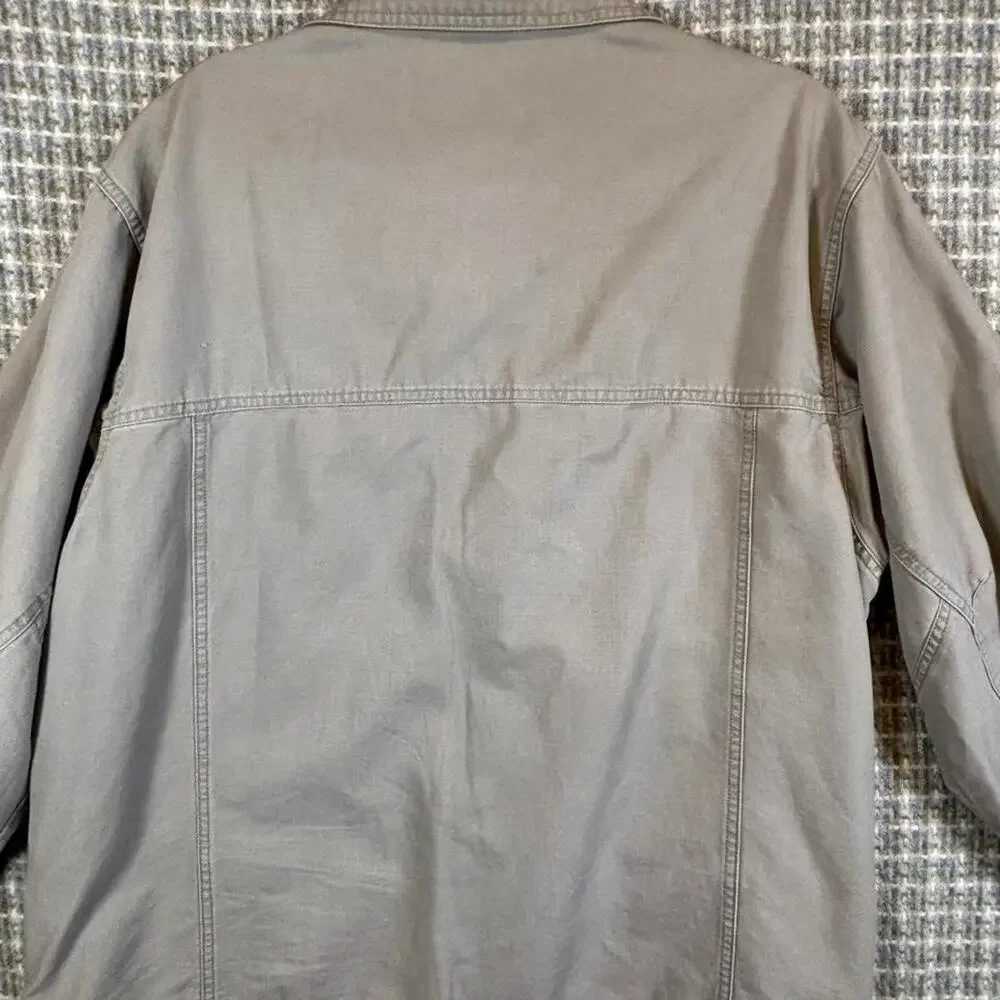 Vintage Columbia Utility Canvas Zip-Up Jacket Workwear 90s Sage Green Cotton